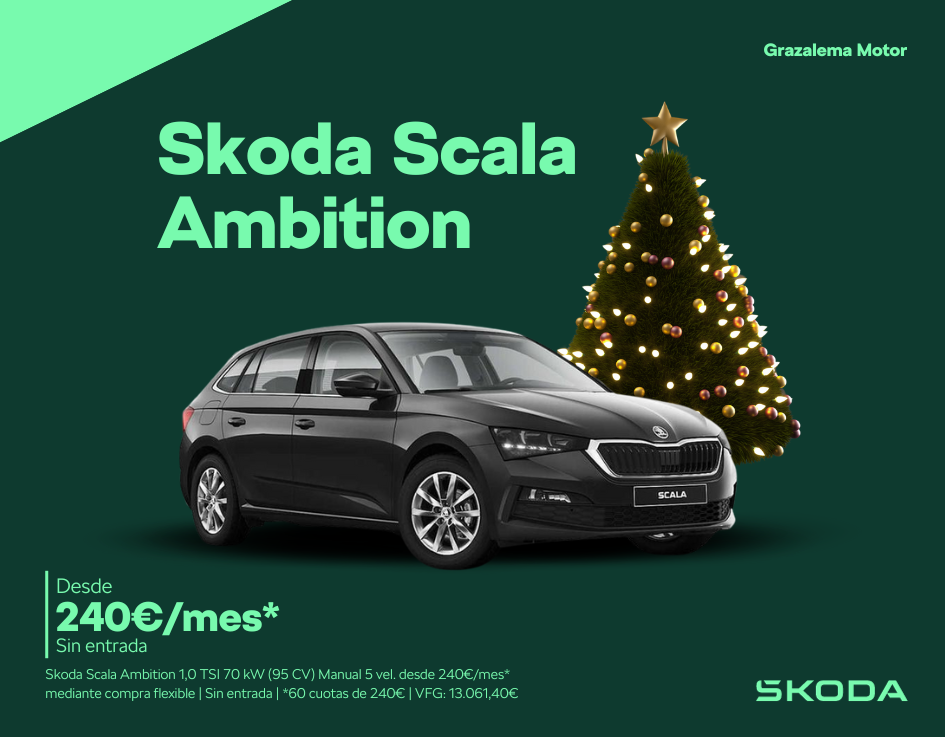 Conoce todos los detalles del Skoda Scala desde 240€/mes* sin entrada.